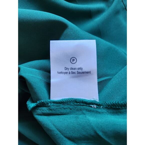 NWD Anthropologie Nikasha Embroidered Satin Dress Size XSP Petites Green #8F409 - Picture 12 of 12